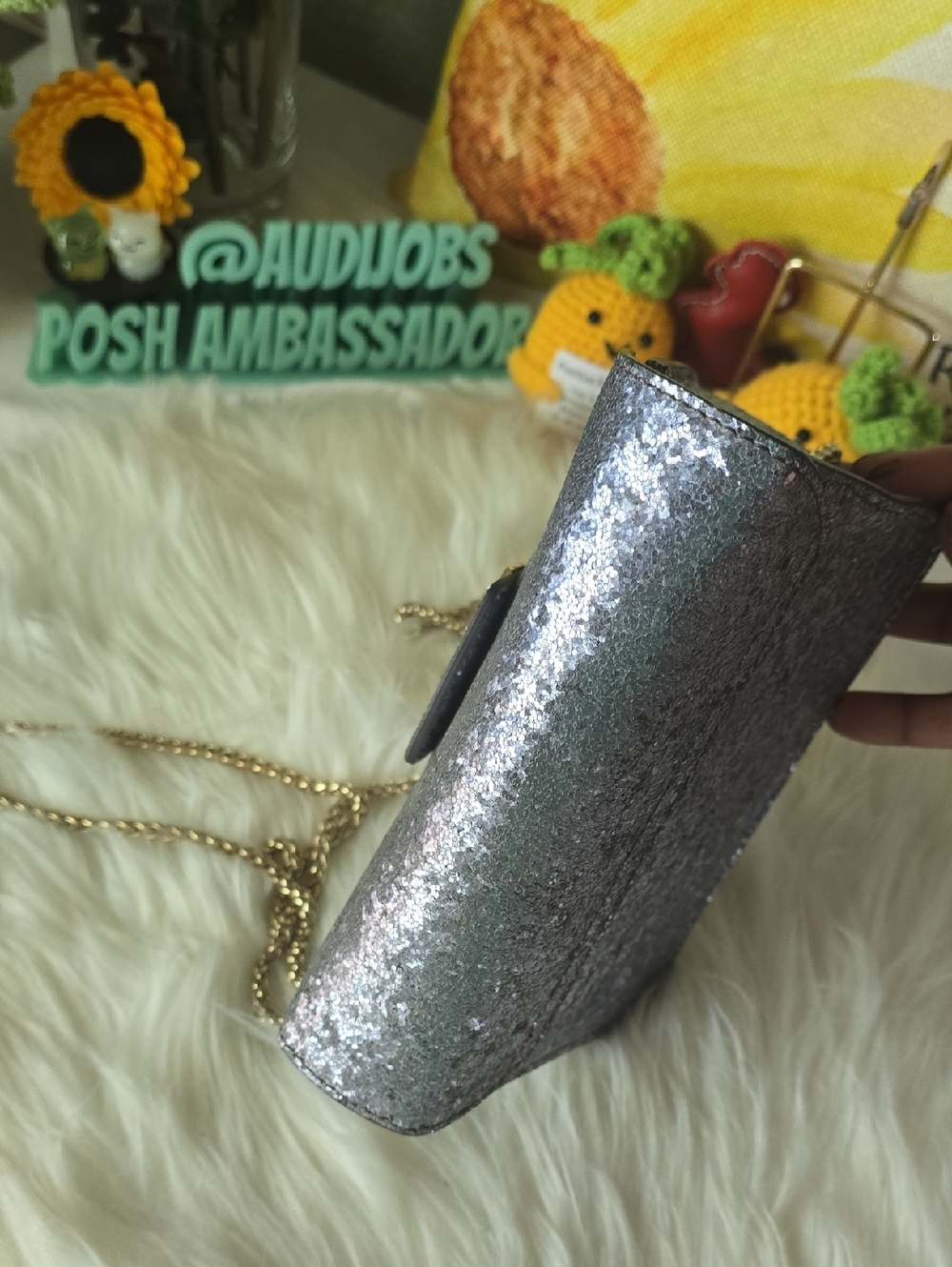 Furla Metropolis Silver Glitter Mini Crossbody with Detachable Strap - Picture 6 of 16